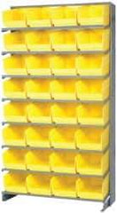 Quantum Storage - 32 Bin Store-More Sloped Shelving System - 36 Inch Overall Width x 12 Inch Overall Depth x 63-1/2 Inch Overall Height, Yellow Polypropylene Bins - Strong Tooling