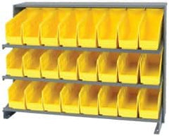 Quantum Storage - 24 Bin Store-More Sloped Shelving System - 36 Inch Overall Width x 12 Inch Overall Depth x 26-1/2 Inch Overall Height, Yellow Polypropylene Bins - Strong Tooling