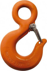 CM - Chain Grade 100, 4,300 Lbs. Load Limit Eye Rigging Hook with Latch - 0.97 Inch Hook Throat, 3.66 Inch Reach, 0.88 Inch Eye Inside Diameter, 9/32 Inch Chain Diameter, 5.04 Inch Overall Length, 0.44 Inch Eye Thickness - Strong Tooling