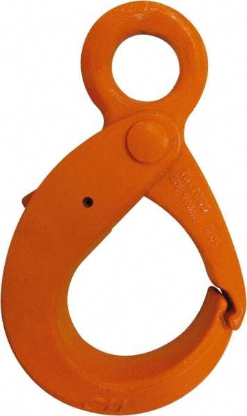 CM - Chain Grade 100, 15,000 Lbs. Load Limit Eye Latchlok Hook - 2.91 Inch Hook Throat, 8.79 Inch Reach, 1.57 Inch Eye Inside Diameter, 1/2 Inch Chain Diameter, 10.37 Inch Overall Length, 0.79 Inch Eye Thickness - Strong Tooling