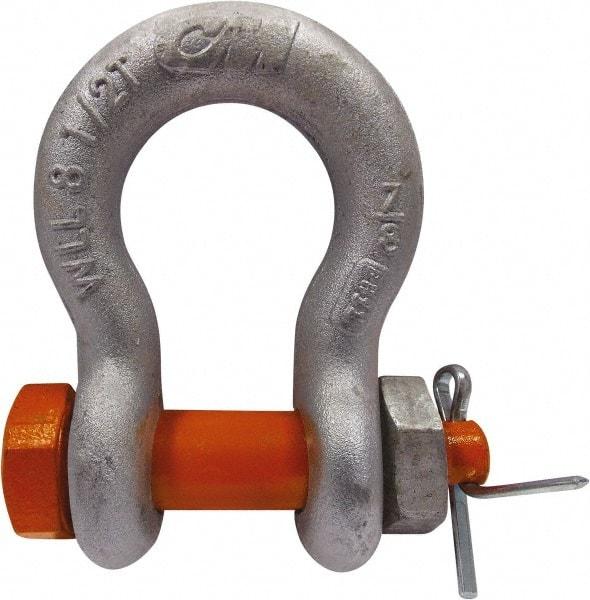 CM - 1/2" Nominal Chain Size, 3.3 Ton Alloy Steel Bolt Anchor Shackle - 23/32" Diam, 5/8" Pin Diam, 13/16" Wide Inside Jaw, 1-5/32" Inside Width - Strong Tooling