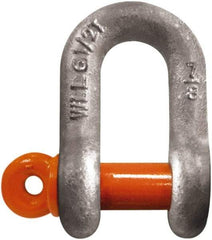 CM - 1/4" Nominal Chain Size, 0.5 Ton Carbon Steel Screw Chain Shackle - 13/32" Diam, 9/32" Pin Diam, 15/32" Wide Inside Jaw, 15/32" Inside Width - Strong Tooling