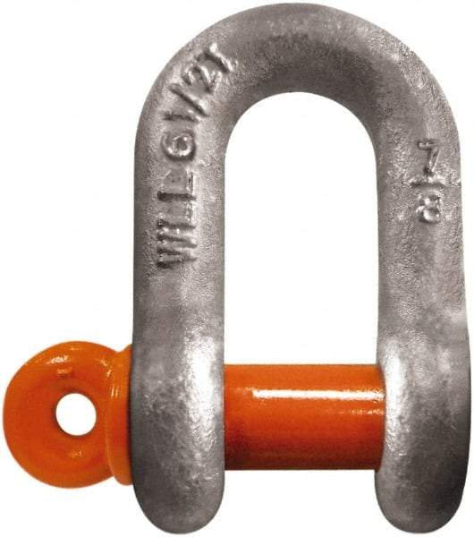 CM - 5/8" Nominal Chain Size, 3.25 Ton Carbon Steel Screw Chain Shackle - 27/32" Diam, 3/4" Pin Diam, 1-1/16" Wide Inside Jaw, 1-1/16" Inside Width - Strong Tooling