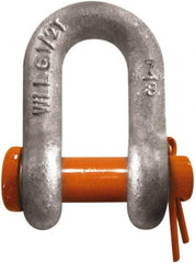 CM - 5/16" Nominal Chain Size, 0.75 Ton Carbon Steel Round Chain Shackle - 15/32" Diam, 3/8" Pin Diam, 17/32" Wide Inside Jaw, 17/32" Inside Width - Strong Tooling