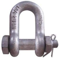 CM - 3/4" Nominal Chain Size, 4.75 Ton Carbon Steel Bolt Chain Shackle - 31/32" Diam, 7/8" Pin Diam, 1-1/4" Wide Inside Jaw, 1-1/4" Inside Width - Strong Tooling