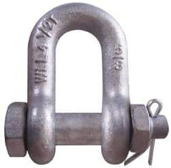 CM - 1/4" Nominal Chain Size, 0.5 Ton Carbon Steel Bolt Chain Shackle - 13/32" Diam, 9/32" Pin Diam, 15/32" Wide Inside Jaw, 15/32" Inside Width - Strong Tooling