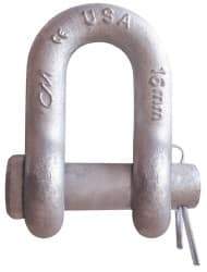 CM - 5/16" Nominal Chain Size, 1 Ton Carbon Steel Round Chain Shackle - 15/32" Diam, 3/8" Pin Diam, 17/32" Wide Inside Jaw, 17/32" Inside Width - Strong Tooling