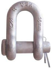 CM - 5/16" Nominal Chain Size, 1 Ton Carbon Steel Round Chain Shackle - 15/32" Diam, 3/8" Pin Diam, 17/32" Wide Inside Jaw, 17/32" Inside Width - Strong Tooling