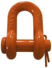 CM - 1/4" Nominal Chain Size, 0.75 Ton Carbon Steel Round Chain Shackle - 13/32" Diam, 9/32" Pin Diam, 15/32" Wide Inside Jaw, 15/32" Inside Width - Strong Tooling