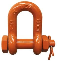 CM - 5/16" Nominal Chain Size, 1 Ton Carbon Steel Bolt Chain Shackle - 15/32" Diam, 3/8" Pin Diam, 17/32" Wide Inside Jaw, 17/32" Inside Width - Strong Tooling