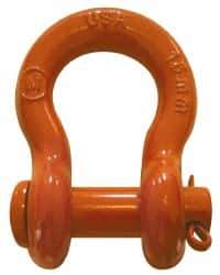 CM - 7/16" Nominal Chain Size, 2 Ton Carbon Steel Round Anchor Shackle - 19/32" Diam, 1/2" Pin Diam, 3/4" Wide Inside Jaw, 1-1/32" Inside Width - Strong Tooling