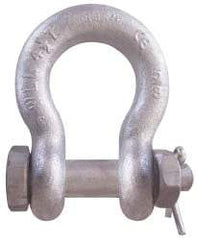 CM - 7/16" Nominal Chain Size, 2 Ton Carbon Steel Bolt Anchor Shackle - 19/32" Diam, 1/2" Pin Diam, 3/4" Wide Inside Jaw, 1-1/32" Inside Width - Strong Tooling