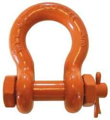 CM - 5/8" Nominal Chain Size, 4.5 Ton Carbon Steel Bolt Anchor Shackle - 27/32" Diam, 3/4" Pin Diam, 1-1/16" Wide Inside Jaw, 1-1/2" Inside Width - Strong Tooling