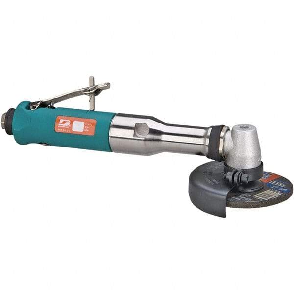 Dynabrade - 4" Wheel Diam, 13,500 RPM, Pneumatic Angle & Disc Grinder - 3/8-24 Spindle, 40 CFM, Rear Exhaust - Strong Tooling