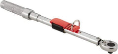 Proto - 3/8" Drive Micrometer Ratchet Head Tethered Torque Wrench - 20 Ft/Lb to 100 Ft/Lb Torque, 17" OAL, 1/2 Ft/Lb Graduation, Pear Head - Strong Tooling