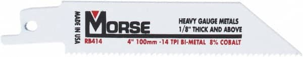 M.K. MORSE - 4" Long x 3/4" Thick, Bi-Metal Reciprocating Saw Blade - Tapered Profile, 14 TPI, Toothed Edge, Universal Shank - Strong Tooling