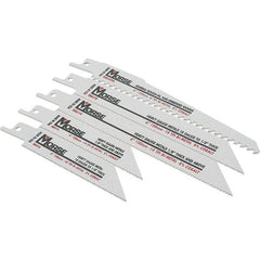 M.K. MORSE - 5 Pieces, 4" to 6" Long x 0.035" to 0.05" Thickness, Bi-Metal Reciprocating Saw Blade Set - Tapered Profile, 10 to 18 Teeth, Toothed Edge - Strong Tooling