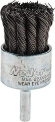 Weiler - 1-1/8" Brush Diam, Knotted, End Brush - 1/4" Diam Shank, 22,000 Max RPM - Strong Tooling