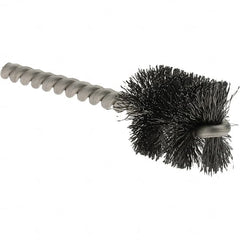 Weiler - 1" Diam Helical Steel Tube Brush - Single Spiral, 0.008" Filament Diam, 1" Brush Length, 3-1/2" OAL, 1/4" Diam Stainless Steel Shank - Strong Tooling