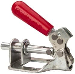 De-Sta-Co - 300 Lb Load Capacity, Flanged Base, Carbon Steel, Standard Straight Line Action Clamp - 4 Mounting Holes, 0.22" Mounting Hole Diam, 0.44" Plunger Diam, Straight Handle - Strong Tooling