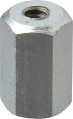 Made in USA - #6-32 UNC, 1/2" OAL Steel Standard Coupling Nut - Zinc-Plated Finish, 5/16" Width Across Flats - Strong Tooling