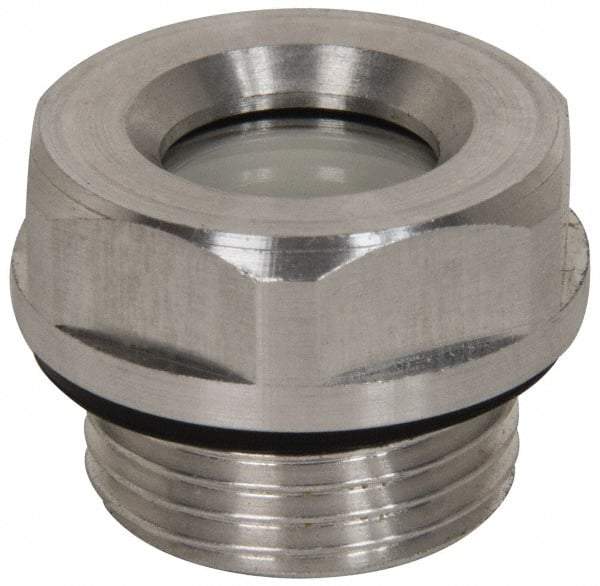 J.W. Winco - M33x1.5 Thread, 36mm Distance Across Flats, Aluminum Oil Level Sight Glasses - 40mm Flange Diameter, 8.5mm Head Height, 11mm Length Under Head - Strong Tooling