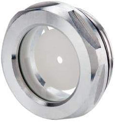 J.W. Winco - G 1-1/4 Thread, 40mm Distance Across Flats, Aluminum Oil Level Sight Glasses - 50mm Flange Diameter, 9mm Head Height, 12mm Length Under Head - Strong Tooling