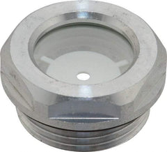 J.W. Winco - G 1 Thread, 36mm Distance Across Flats, Aluminum Oil Level Sight Glasses - 40mm Flange Diameter, 8.5mm Head Height, 11mm Length Under Head - Strong Tooling