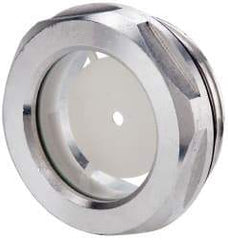 J.W. Winco - G 1-1/4 Thread, 40mm Distance Across Flats, Aluminum Oil Level Sight Glasses - 50mm Flange Diameter, 9mm Head Height, 12mm Length Under Head - Strong Tooling