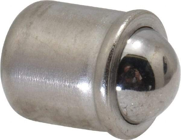 HALDER - 9mm Body Length x 8mm Body Diam, 7 N Init to 12.5 N Final End Force, Stainless Steel Press Fit Ball Plunger - 6.5mm Ball Diam, 2.4mm Max Ball Reach, 0.1mm Tolerance, 1.1mm Flange Thickness - Strong Tooling