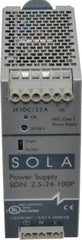 Sola/Hevi-Duty - 60 Watt, 2.50 Amp, 230 VAC Input, 24 VDC Output, DIN Rail Power Supply - 1.97 Inch Wide x 4.55 Inch Deep x 4.88 Inch High, Up to 87.5% Efficiency, 14 to 140°F, Green LED - Strong Tooling