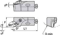 Kennametal - MTFN, Left Hand Cut, 0° Lead Angle, 1-1/2" Shank Height x 1-1/2" Shank Width, Negative Rake Indexable Turning Toolholder - 7" OAL, TN..66. Insert Compatibility, Series Kenloc - Strong Tooling