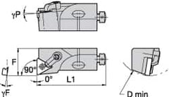 Kennametal - MTFN, Left Hand Cut, 0° Lead Angle, 1-1/2" Shank Height x 1-1/2" Shank Width, Negative Rake Indexable Turning Toolholder - 7" OAL, TN..66. Insert Compatibility, Series Kenloc - Strong Tooling