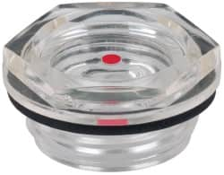 J.W. Winco - G 1/4 Thread, 17mm Distance Across Flats, Plastic Oil Level Sight Glasses - 20mm Flange Diameter, 6mm Length Under Head - Strong Tooling