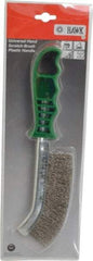 Made in USA - 1" Trim Length Stainless Steel Scratch Stainless Steel Brush - 5-1/2" Brush Length, 10" OAL, 1" Trim Length, Plastic Ergonomic Handle - Strong Tooling