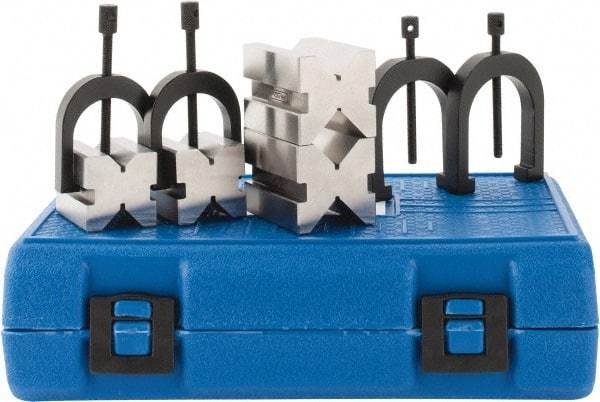 Fowler - 1 to 1-1/2" Capacity, 90° Angle, 4-Way V-Block - 1-1/2 and 2" Long x 1-1/4 and 1-1/2" Wide x 1-1/4 and 1-1/2" High, Sold as 2 Block Set - Strong Tooling