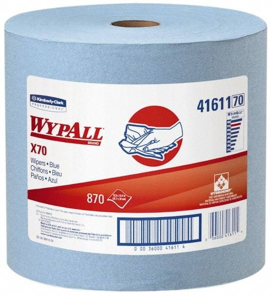 WypAll - X70 Dry Shop Towel/Industrial Wipes - Jumbo Roll, 13-3/8" x 12-1/2" Sheet Size, Blue - Strong Tooling