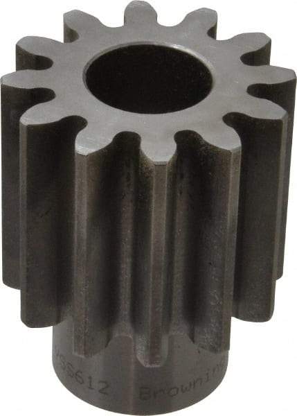 Browning - 6 Pitch, 2" Pitch Diam, 2.33" OD, 12 Tooth Spur Gear - 2" Face Width, 1" Bore Diam, 1-1/2" Hub Diam, 20° Pressure Angle, Steel - Strong Tooling