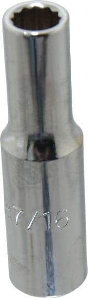 Proto - 7/16", 1/2" Drive, Deep Hand Socket - 12 Points, 3-1/4" OAL, Chrome Finish - Strong Tooling