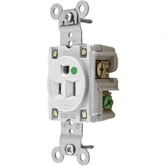 Hubbell Wiring Device-Kellems - 125V 15A NEMA 5-15R Hospital Grade White Straight Blade Single Receptacle - Strong Tooling