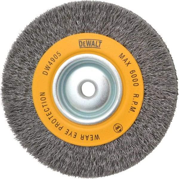 DeWALT - 6" OD, 5/8" Arbor Hole, Crimped Steel Wheel Brush - 1" Face Width, 0.014" Filament Diam, 6,000 RPM - Strong Tooling