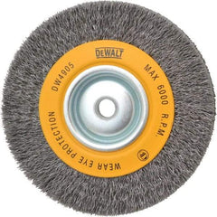 DeWALT - 6" OD, 5/8" Arbor Hole, Crimped Steel Wheel Brush - 1" Face Width, 0.014" Filament Diam, 6,000 RPM - Strong Tooling