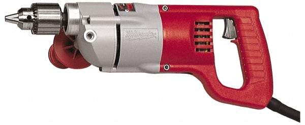 Milwaukee Tool - 1/2" Keyed Chuck, 1,000 RPM, D-Handle Electric Drill - 7 Amps, 120 Volts, Reversible, Includes Chuck Key with Holder & Side Handle - Strong Tooling