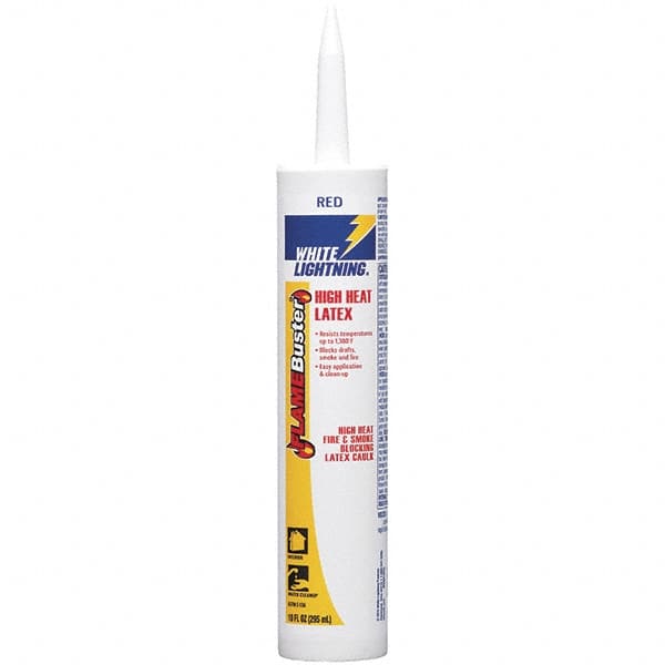 White Lightning - 10 oz Cartridge Red Acrylic & Latex Caulk - 1380°F Max Operating Temp - Strong Tooling