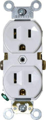 Leviton - 125 VAC, 15 Amp, 5-15R NEMA Configuration, White, Specification Grade, Self Grounding Duplex Receptacle - 1 Phase, 2 Poles, 3 Wire, Flush Mount, Tamper Resistant - Strong Tooling