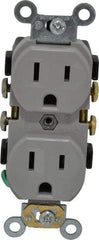 Leviton - 125 VAC, 15 Amp, 5-15R NEMA Configuration, Gray, Specification Grade, Self Grounding Duplex Receptacle - 1 Phase, 2 Poles, 3 Wire, Flush Mount, Tamper Resistant - Strong Tooling