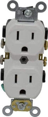 Leviton - 125 VAC, 15 Amp, 5-15R NEMA Configuration, White, Specification Grade, Self Grounding Duplex Receptacle - 1 Phase, 2 Poles, 3 Wire, Flush Mount, Tamper Resistant - Strong Tooling