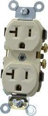 Leviton - 125 VAC, 20 Amp, 5-20R NEMA Configuration, Ivory, Specification Grade, Self Grounding Duplex Receptacle - 1 Phase, 2 Poles, 3 Wire, Flush Mount - Strong Tooling