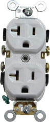 Leviton - 125 VAC, 20 Amp, 5-20R NEMA Configuration, White, Specification Grade, Self Grounding Duplex Receptacle - 1 Phase, 2 Poles, 3 Wire, Flush Mount, Tamper Resistant - Strong Tooling