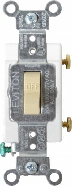 Leviton - 1 Pole, 120 to 277 VAC, 20 Amp, Commercial Grade, Toggle, Wall and Dimmer Light Switch - 1.31 Inch Wide x 4.06 Inch High - Strong Tooling